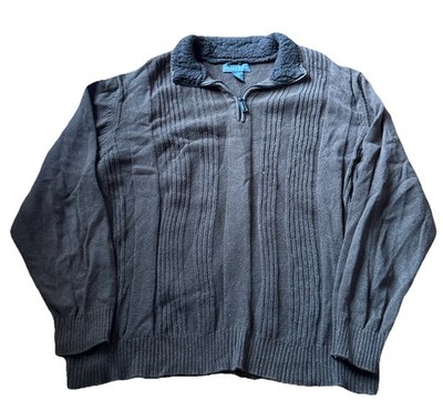 Tricots St. Raphael Sweater Men's Size 2XL Brown Knit Cotton Neck 1/4 Zip