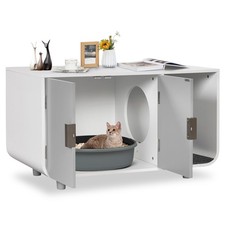 Cat Litter Box Enclosure Furniture Hidden Cat Washroom with Rubber Wood Legs