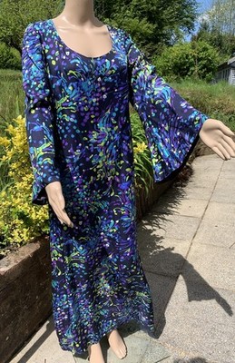Vintage Seide mehrfarbig A Linie Kleid 40 inch blau limette türkis Jane & Jane