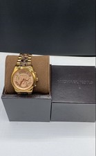 Michael Kors MK-6155 Women's Gold Tone Tortoiseshell Chronograph Watch 34mm Box