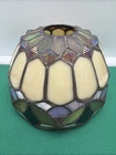 Vintage Tiffany Style Leaded Slag & Stained Glass Lamp Shade Iridescent  6.5x4.5