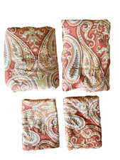 Persimmon Orange Paisley KING Microfiber Sheet Set Fitted Flat 2 King Cases