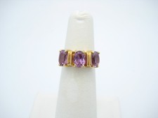 Sterling Silver Gold Tone Oval Purple Amethyst 7mm Ring Size 5
