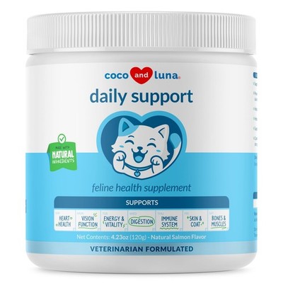 Daily Support Multivitamin for Cats - 4oz Powder - L-Lysine, Taurine, and Spi...