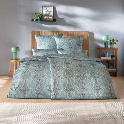 Estella Mako-Satin Bettwäsche 155x220 Mariam azur Ornamente Paisley 7984-640