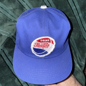 Vintage Pepsi Cola Blue Trucker Adj back Hat Cap Bottle Cap Logo  NICE
