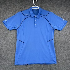 Adidas Polo Shirt Mens Large Blue Formotion Climacool Short Sleeve Golfing