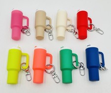 8 Mini "Stanley Style" Tumbler Keychain Chapstick Holder 3" Glow In Dark