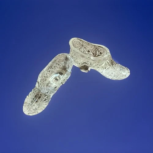 Vintage Clear Fenton Daisy And Button Bow Glass Shoe Slipper Boot 5.5"L