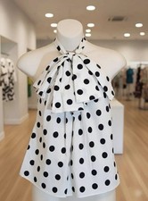 Retro Polka Dot Halter Top Zara Back Bow Detail Size S Summer Chic Coquette
