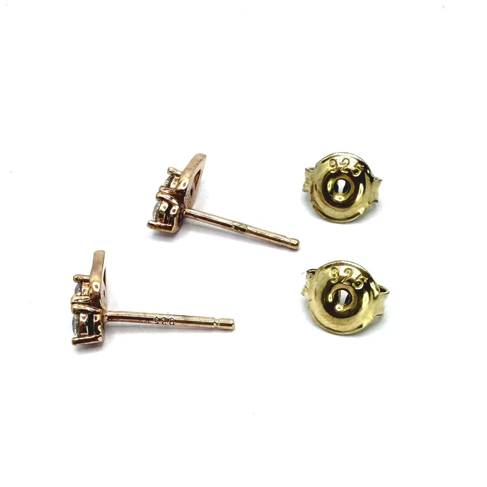 Pendientes en tono oro rosa 925 - Piedras transparentes | Cierre en tono dorado | 17,95 mm Foto 4 de 4