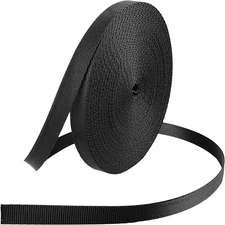 12 Yards Nylon Webbing Strap Heavy Duty Nylon Webbing Black Flat Straps 3/8 Inch