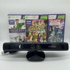 Xbox 360 Kinect Motion Sensor With 3 Games Lot - Tested and Working