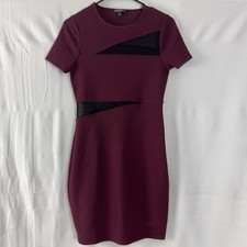 Express Sz 2 Burgundy Red Bodycon Dress Bandage Mesh Cutouts Stretch Fitted