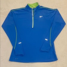 Women's Nike Dri-FIT Running Quarter-Zip Pullover   Blue/Green   Size L