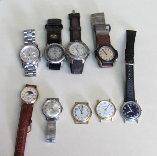 LOT OF 9 Vintage Men’s  Watches  Not Tested --Timex, Kors, Citizen, Casio