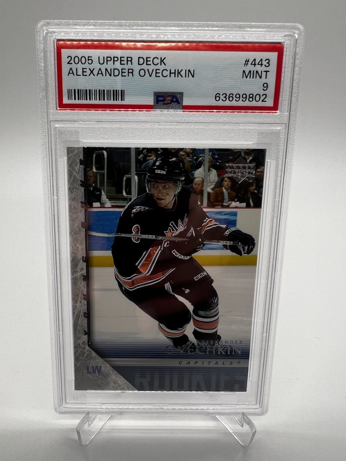 2005-26 Upper Deck Alexander Ovechkin RC Young Guns Capitals #443 Rookie PSA 9 view 1