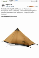 Night Cat Ultralight Tent 1 Person for Professional Backpacker Hiker 2 LBS