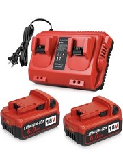 Upgraded 2Pack 18V 6.0Ah Batteries with Dual Charger Replacement for Milwaukee M