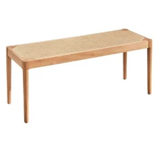 Newington Natural Cane Seat Bench Light Oak / Walnut