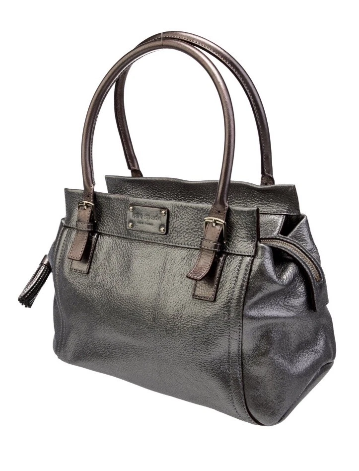 Сумка Kate Spade New York кожаная верхняя ручка металлик серебристая - Изображение 3 из 4