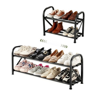 2-Tier Shoe Rack for Closet, 16''-32'' Expandable ShoeRack, Adjustable for Entr...