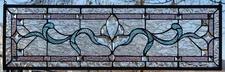 Stained Glass Transom window HANGING PANEL  34 x 10 including the hooks