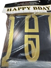HAPPY BIRTHDAY Yard Sign 14 W/Metal Stakes Party Decoration Black Gold 191330
