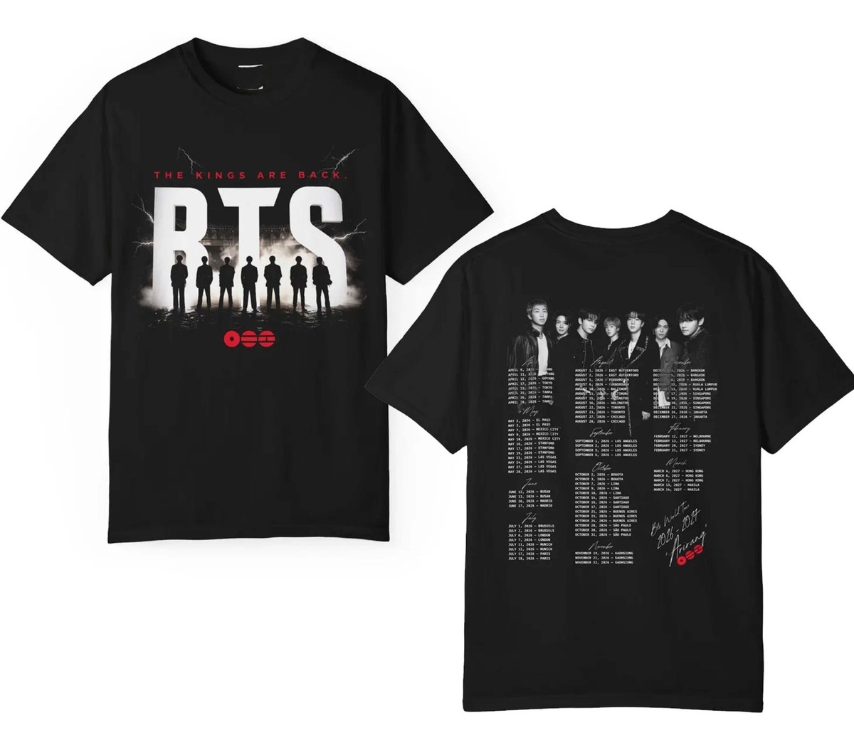 BTS World Tour 2026-2027 Graphic T-Shirt, Kpop Concert Tee, FAST