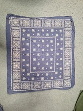 Vintage Fast Color Blue Paisley BANDANA Handkerchief USA Made 21.5" Biker 