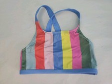 Mini Boden Sz 6-7 Rainbow Striped Cross Back Bikini Top  Swimwear Swim Beach