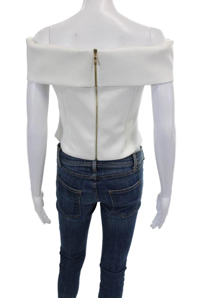 Corsé Top blanco con cierre de cremallera sin mangas con hombros descubiertos Eliza J para mujer talla 8 Foto 3 de 4