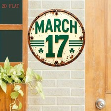 2D St Patrick's Day March 17 Vintage Metal Sign Holiday Gifts Home Wall Decor