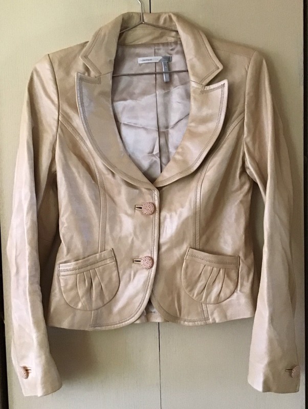 Classiques Entire Leather Jacket Blazer With Floral Buttons