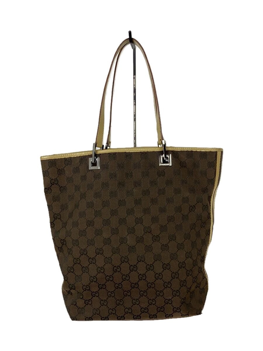 GUCCI Brown Canvas Tote Bag with All-Over Pattern Logo Design