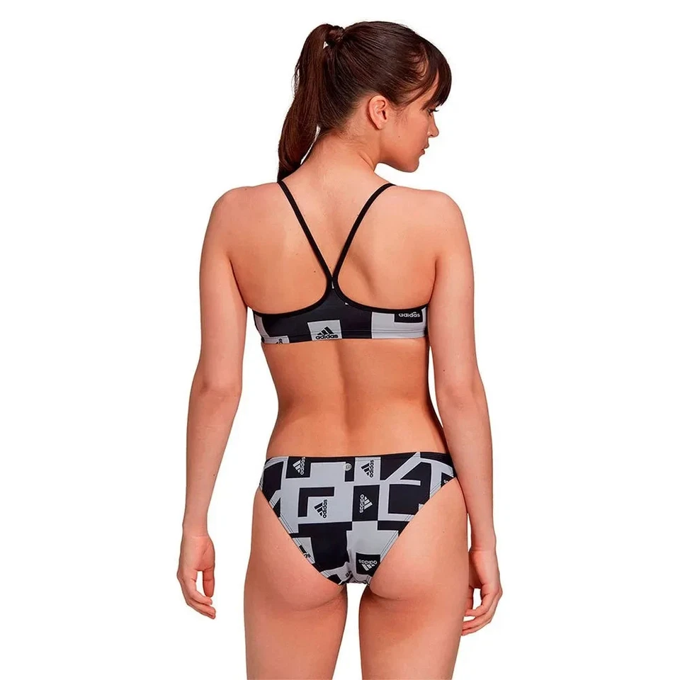 Adidas L101338 Para Mujer Gris Logo Gráfico Bikini Conjunto de Natación Talla L Foto 2 de 4