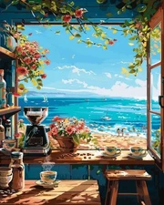 Paint by Numbers Kit for Adults Beginner, Cafe 16x20 Inch, DG-OP-CafeBar-4050 