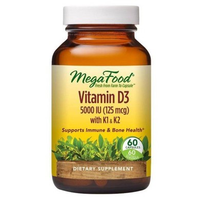 3/2027 MegaFood, Vitamin D3, 125 Mcg (5,000 IU), 60 Mini Capsules