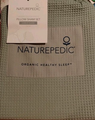 Naturopedic Organic Cotton Waffle Pillow Sham Set Standard Size 20 In. X 28 In. 
