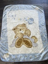 Bear Baby Blanket Soft Plush Luxe Balloon Mink Minky best friends blue white