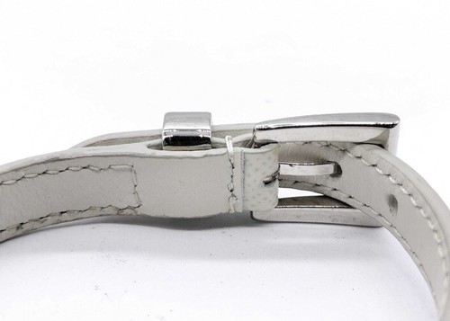 Pulsera de cuero PRADA Saffiano herrajes de plata blanca con tarjeta de autenticidad - Imagen 11 de 11