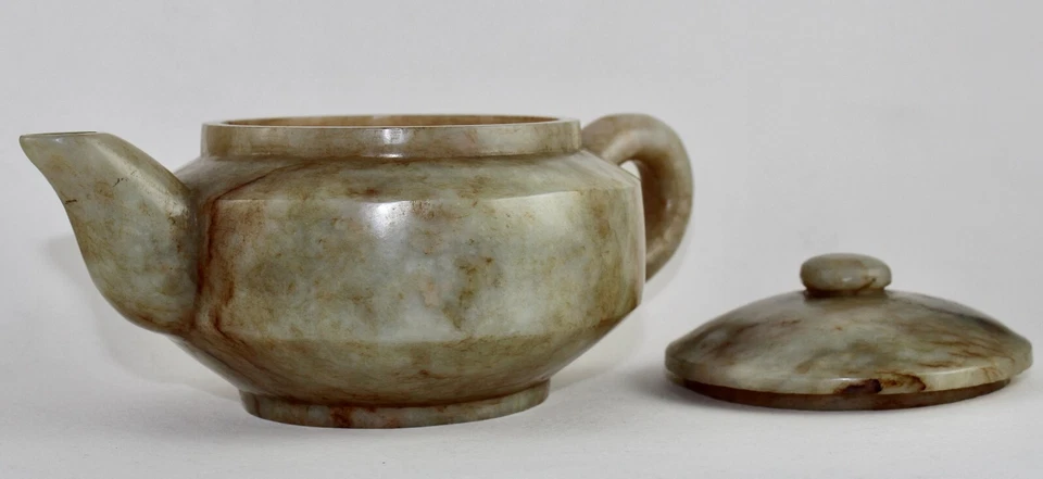 Bule de chá esculpido em pedra preciosa antiga de jade nefrite natural certificado 5033 ct para casa - Imagem 4 de 4