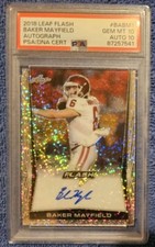 2018 LEAF FLASH SILVER ROOKIE AUTO BAKER MAYFIELD PSA 10 PSA AUTO 10 *Rare*