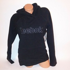 Reebok Womens Hoodie Medium Sweater Black Long Sleeve Logo Pull On