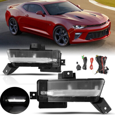 For 2016-2018 Chevy Camaro SS Pair LED Fog Light +Wiring+Switch Kit Clear Lens