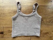 Hollister Brown Fuzzy Soft Knit Adjustable Tank Crop Top Size S