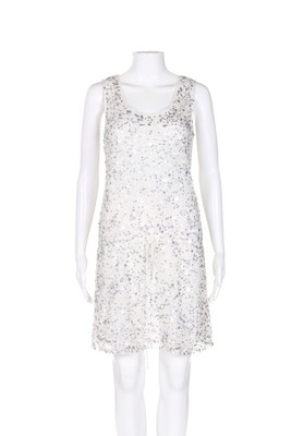 white and silver cocktail dress