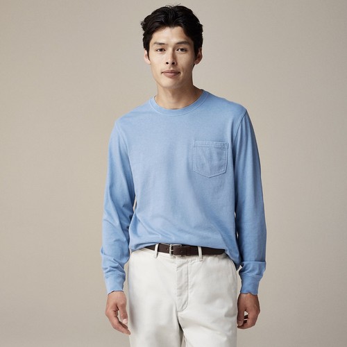 NWT - J. CREW Men's Slim Long-Sleeve Vintage-Wash Cotton Pocket T-Shirt Sz M - Picture 2 of 5