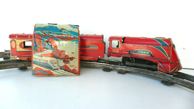CR ''O'' MECHANISCHER ZUG BLITZ CR 80 BLECH LITHO SCHIENEN TUNNEL GUTER ZUSTAND 1952