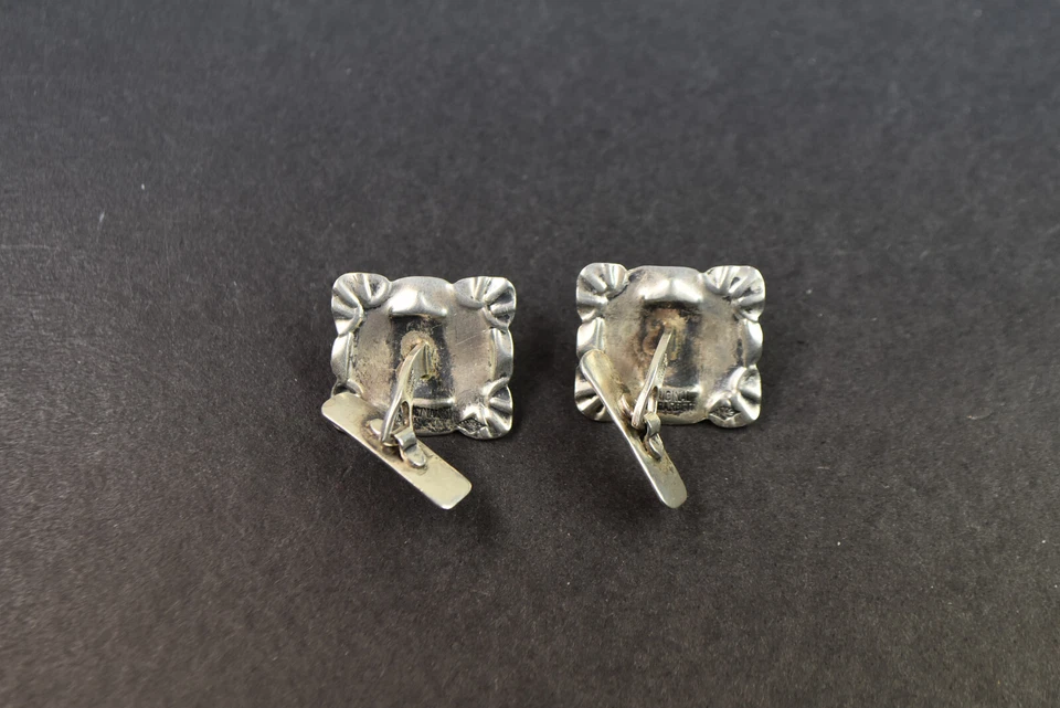 Paar antike Manschettenknöpfe Silber 900 grüner Achat bez. Servoz Paris um 1940 - Bild 4 von 4